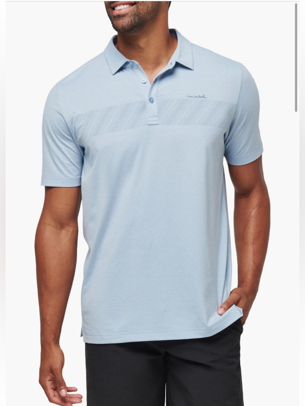 Travis Mathew Pyramid Chest Men’s Golf Polo Heather Ash Blue